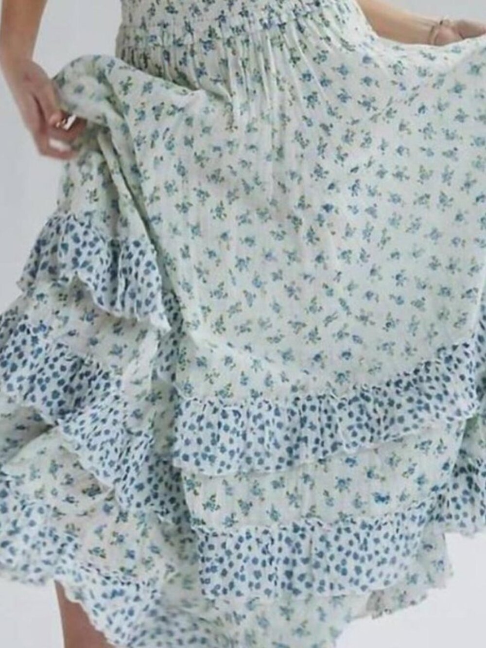 Free People Brynn Printed Maxi Skirt Ivory Combo Ditsy Floral S